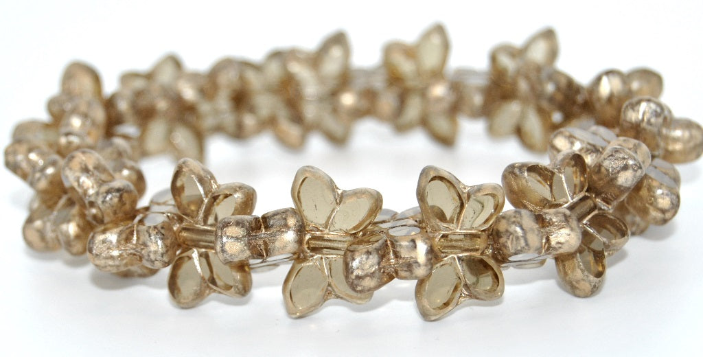 Table Cut Butterfly Beads,Transparent Gray 86710 (40030-86710), Glass, Czech Republic