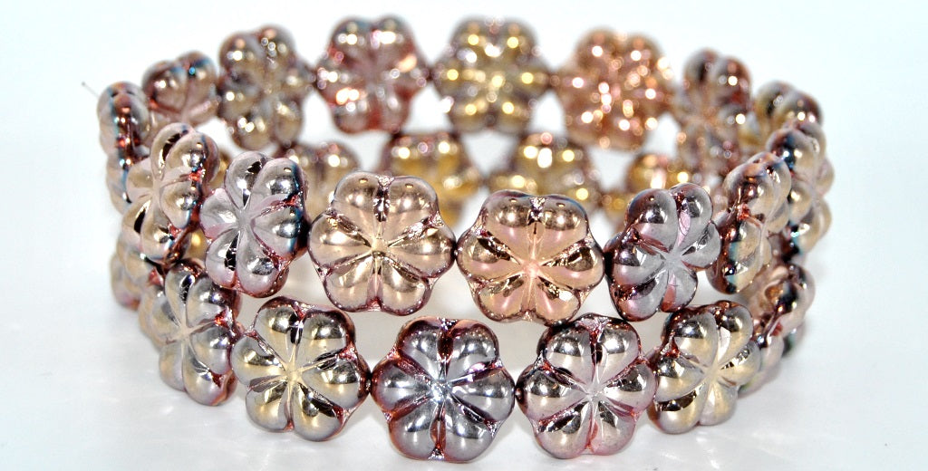 Pressed Beads, Black Rose Gold Capri 2Xside (23980-27101-2XSIDE), Glass, Czech Republic