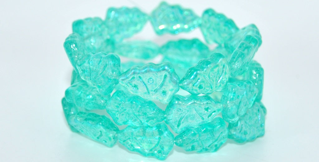 Christmas Tree Decorated Pressed Glass Beads,Crystal 34309 Ab (00030-34309-AB), Glass, Czech Republic