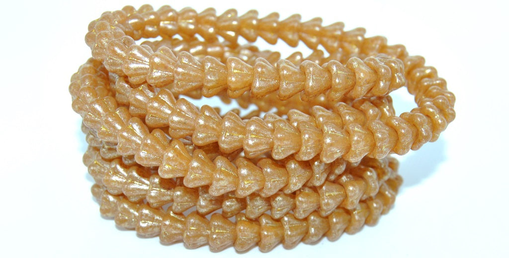 Bell Flower Glass Beads,White 84311 34302 (02010-84311-34302), Glass, Czech Republic