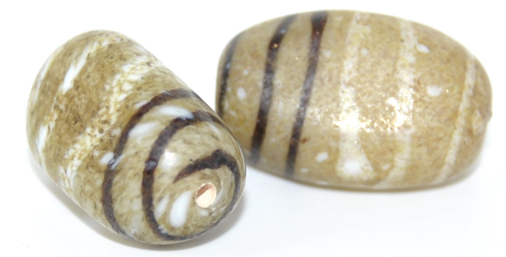 Czech Glass Hand Made Lampwork Beads Lines With Aventurine, A (-A), Glass, Czech Republic