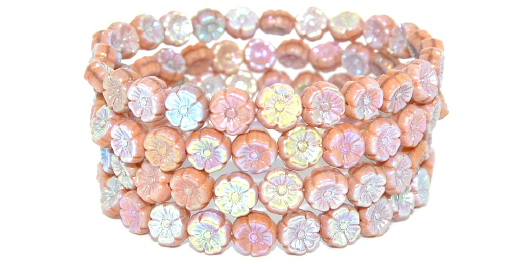 Hawaii Flower Pressed Glass Beads,74030 Ab 2X (74030-AB-2X), Glass, Czech Republic