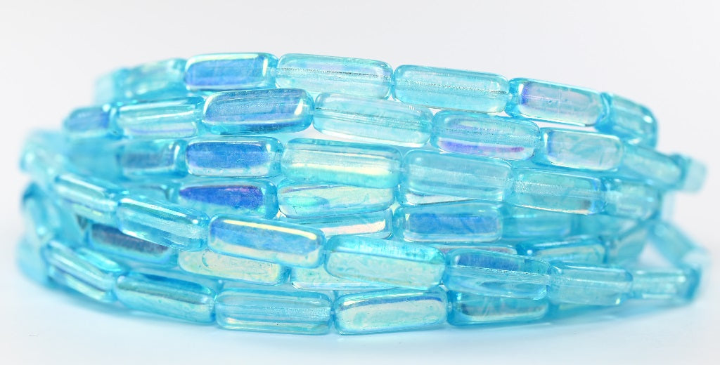 Rectangle Pressed Glass Beads, Crystal 34308 Ab (30-34308-AB), Glass, Czech Republic
