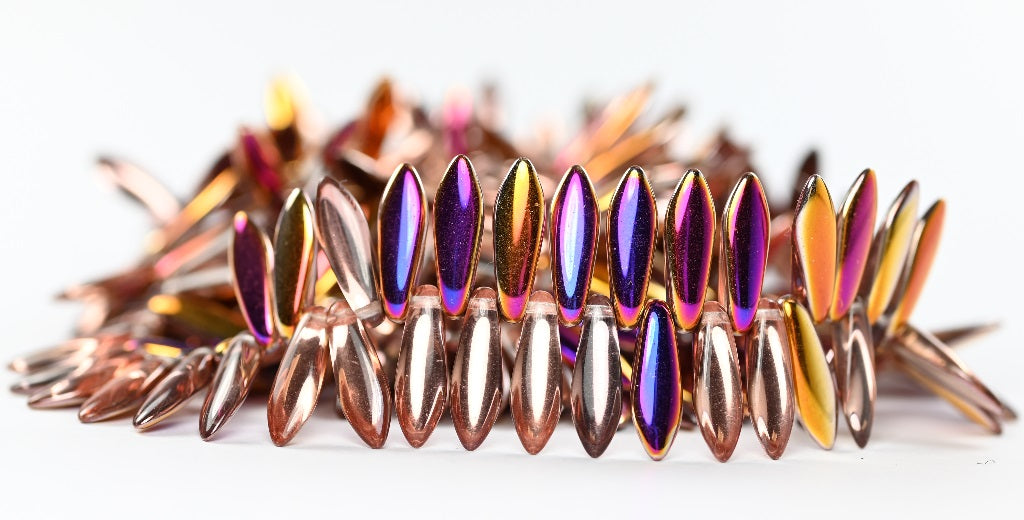 Dagger Pressed Glass Beads Crystal Sliperit (00030-29500), Glass, Czech Republic