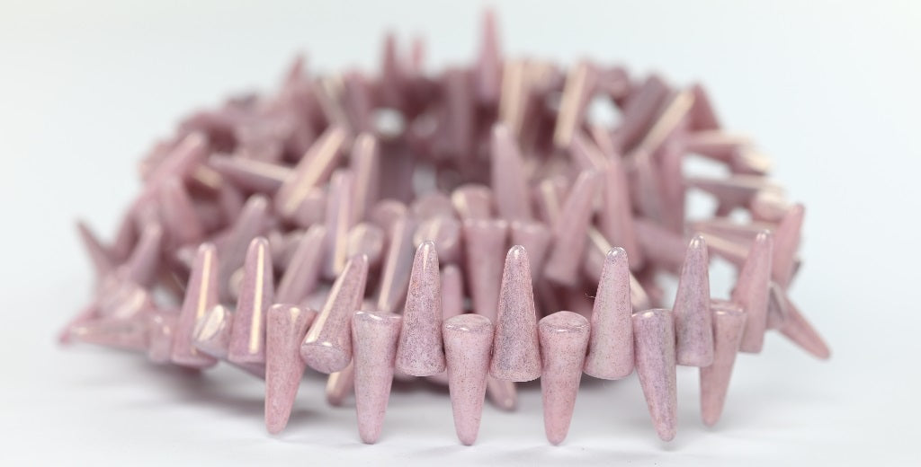 Spike Thorn Beads White Luster Lila (02010-14494), Glass, Czech Republic