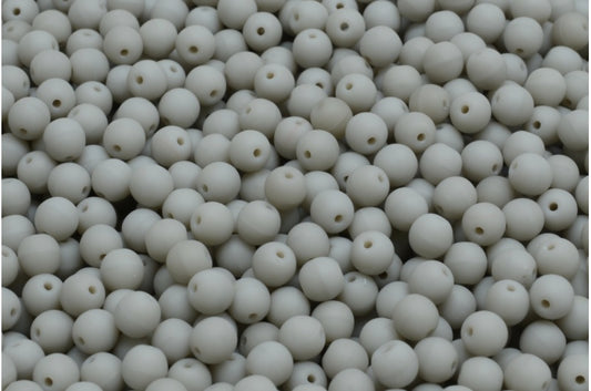 Round Druck Beads, Opaque Gray Matte (43010-84100), Glass, Czech Republic