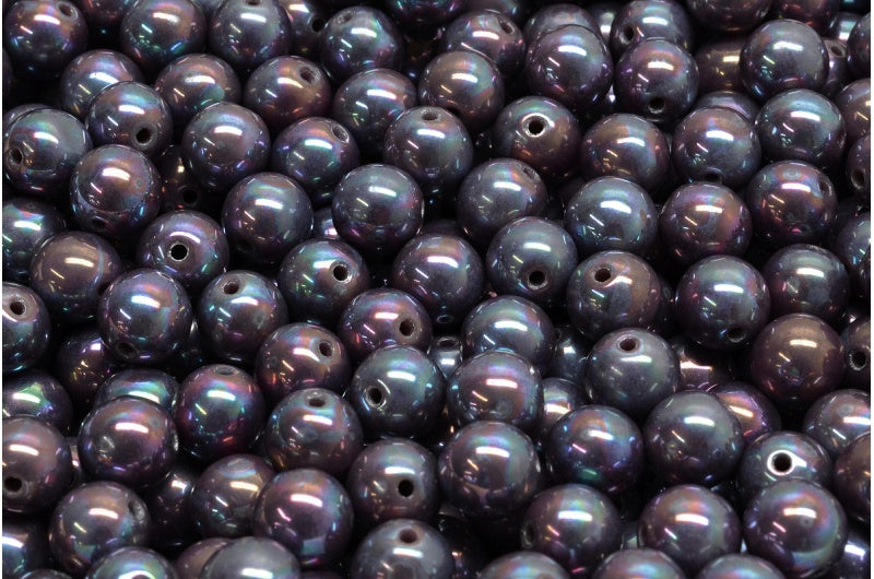 Round Druck Beads, Opaque Amethyst Nebula (23030-15001), Glass, Czech Republic