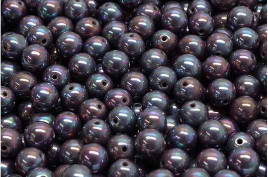 Round Druck Beads, Opaque Amethyst Nebula (23030-15001), Glass, Czech Republic