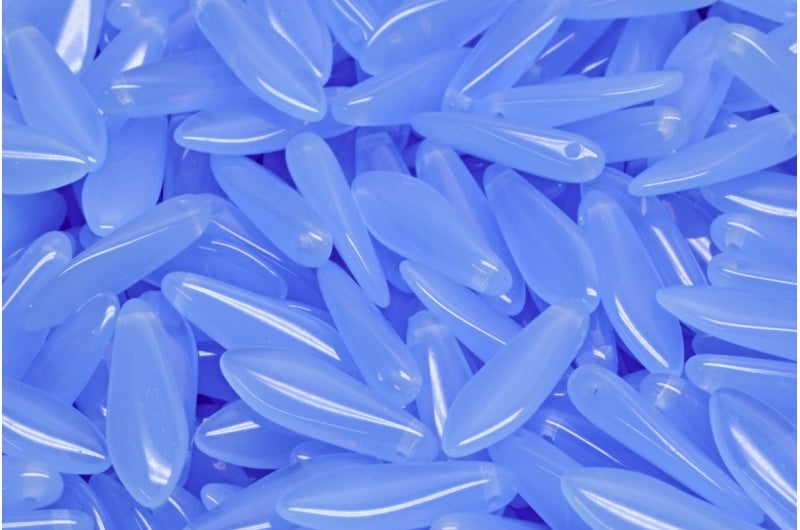 OUTLET 10  grams Dagger Beads, 5 x 16 mm, Opal Blue (31000), Glass, Czech Republic