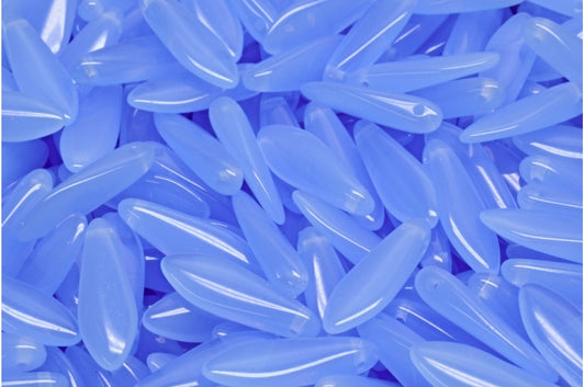 OUTLET 10  grams Dagger Beads, 5 x 16 mm, Opal Blue (31000), Glass, Czech Republic