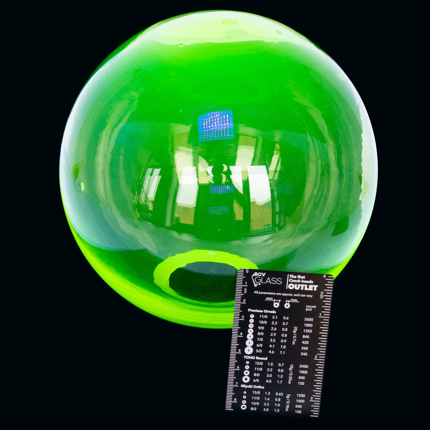 Uranium Glass Tableware (Glow under UV) - 20 cm Bubble Sphere (the last pieces), Czech Republic OUTLET