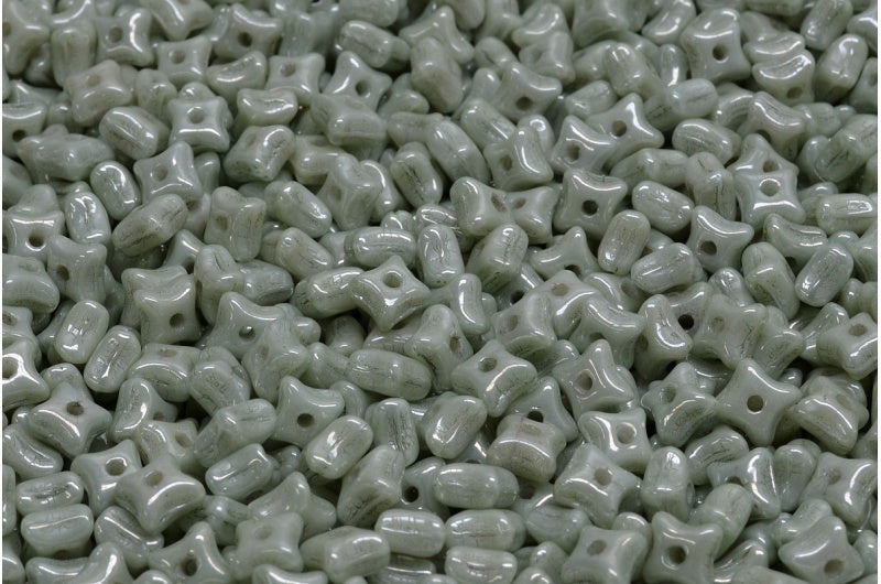 Orion Beads, White Luster Green Full Coated (02010-14457), Glass, Czech Republic