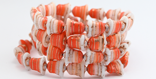 Flat Bell Beads, Deep Orange  Copper Lined (1413-931402010-54200), Glass, Czech Republic ~ STRANDED