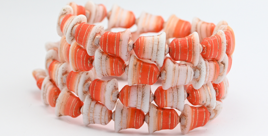 Flat Bell Beads, Deep Orange  54200B (1413-931402010-54200B), Glass, Czech Republic ~ STRANDED