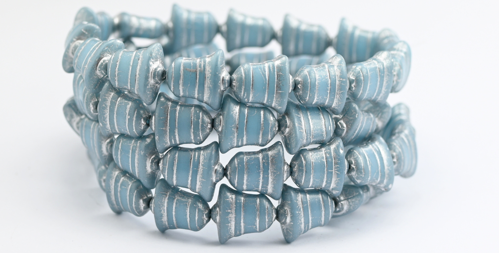 Flat Bell Beads, Turquoise Blue Silver Lined (1413-63030-54201), Glass, Czech Republic ~ STRANDED