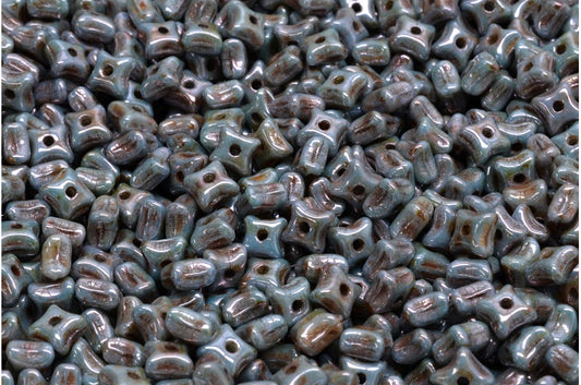 Orion Beads, White Stain With Luster Blue (02010-65431), Glass, Czech Republic