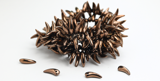 OUTLET 10 grams Tooth Beads, 16 x 6 mm, Black Bronze (23980-14415), Glass, Czech Republic