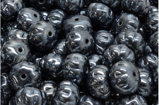 Pumpkin Beads, Black Hematite (23980-14400), Glass, Czech Republic