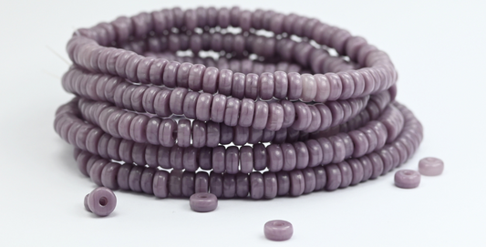 OUTLET 10 grams Flat Round Wheel Pressed Glass Beads, 3 x 6 mm, Purple (23020), Glass, Czech Republic