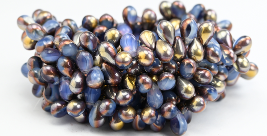 Pear Teardrop Pressed Glass Beads, 10003006 Rose Gold Capri (69-010003006-27101), Glass, Czech Republic ~ STRANDED