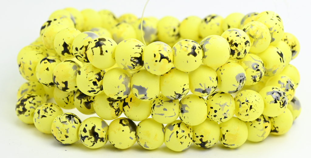 Round Pressed Glass Beads Druck, Camo 33207 (10-CAMO-33207), Glass, Czech Republic ~ STRANDED