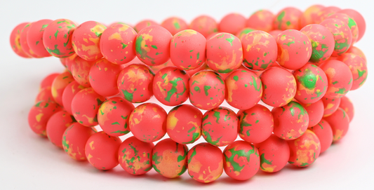 Round Pressed Glass Beads Druck, Camo 33209 (10-CAMO-33209), Glass, Czech Republic ~ STRANDED