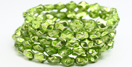 Big Shaped Beads, Crystal Crystal Silver Half Coating Light Green (98-00030-27001-34310), Glass, Czech Republic ~ STRANDED
