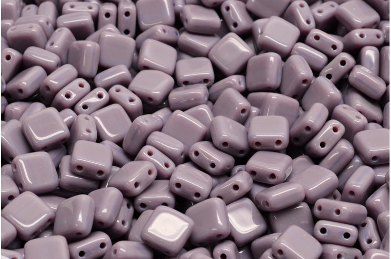2-Holes Pressed Tile Beads, Opaque Amethyst (23030), Glass, Czech Republic