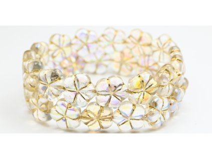 OUTLET 10 grams 5-Petal Flower Pressed Beads, 16 x 16 mm, Crystal Ab (00030-AB), Glass, Japan