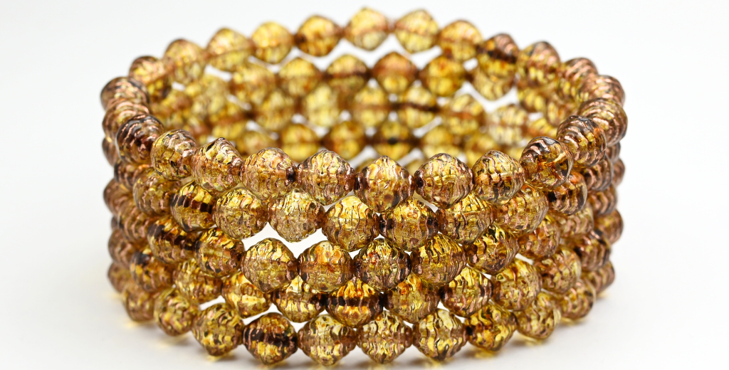 Wasp Nest Beads, Crystal Travertin Copper Lined (8-00030-86-54200), Glass, Czech Republic ~ STRANDED