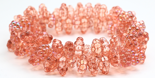 Grape Fruit Pressed Glass Beads, Crystal Light Pink Peach Ab (1410-00030-34305-AB), Glass, Czech Republic ~ STRANDED