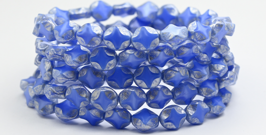 Table Cut Oval Beads, Blue With Rainbow Plated Silver Splash (34020-86700), Glass, Czech Republic ~ STRANDED