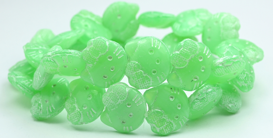 Hello Kitty Beads, Opal Green White Lined (1918-52010-46401), Glass, Czech Republic ~ STRANDED