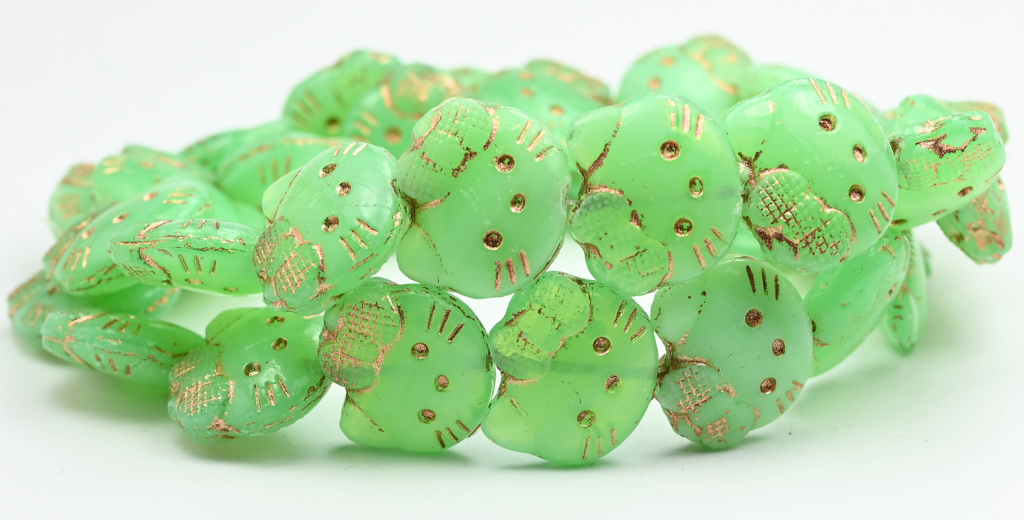 Hello Kitty Beads, Opal Green Copper Lined (1918-52010-54200), Glass, Czech Republic ~ STRANDED