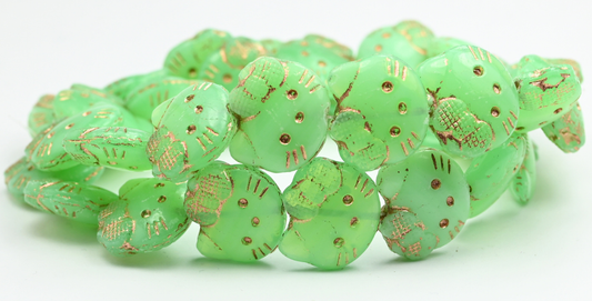 Hello Kitty Beads, Opal Green Copper Lined (1918-52010-54200), Glass, Czech Republic ~ STRANDED