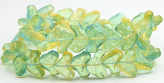 Folklore Bird Pressed Beads, Crystal 489020 (1612-00030-489020), Glass, Czech Republic ~ STRANDED