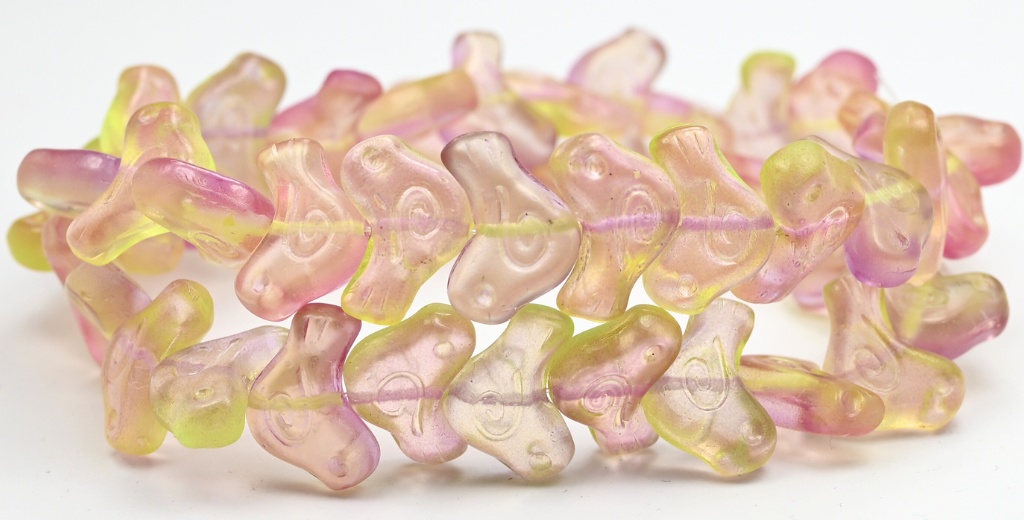 Folklore Bird Pressed Beads, Crystal 489023 (1612-00030-489023), Glass, Czech Republic ~ STRANDED