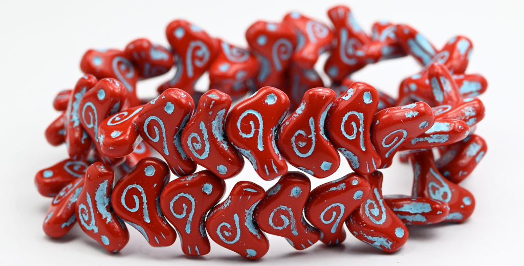 Folklore Bird Pressed Beads, 93500 Light Blue Lined (1612-93500-54308), Glass, Czech Republic ~ STRANDED