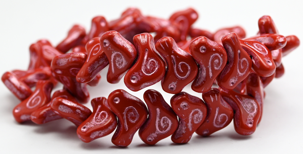 Folklore Bird Pressed Beads, 93500 Pink Lined (1612-93500-54321), Glass, Czech Republic ~ STRANDED