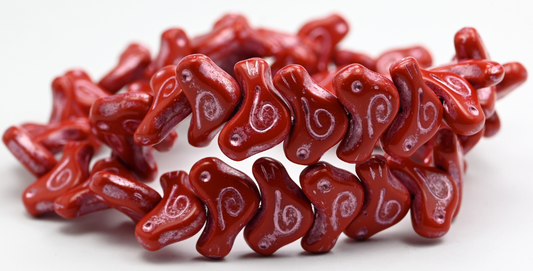 Folklore Bird Pressed Beads, 93500 Pink Lined (1612-93500-54321), Glass, Czech Republic ~ STRANDED