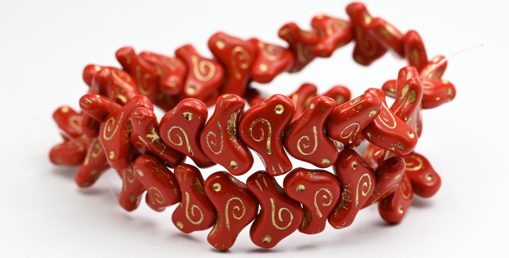 Folklore Bird Pressed Beads, 93500 Gold Lined (1612-93500-54202), Glass, Czech Republic ~ STRANDED