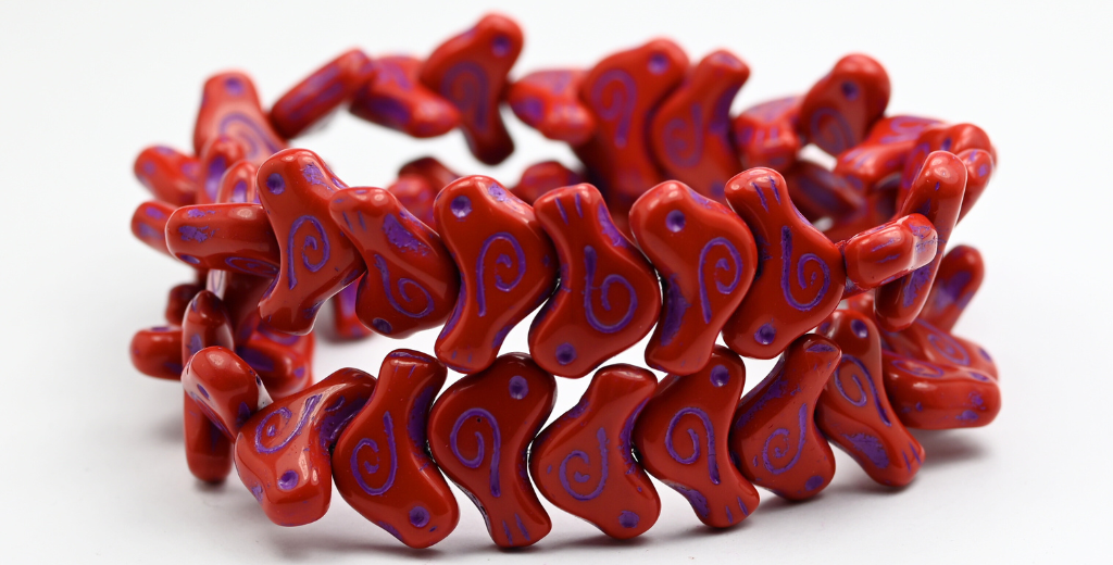 Folklore Bird Pressed Beads, 93500 54326 (1612-93500-54326), Glass, Czech Republic ~ STRANDED