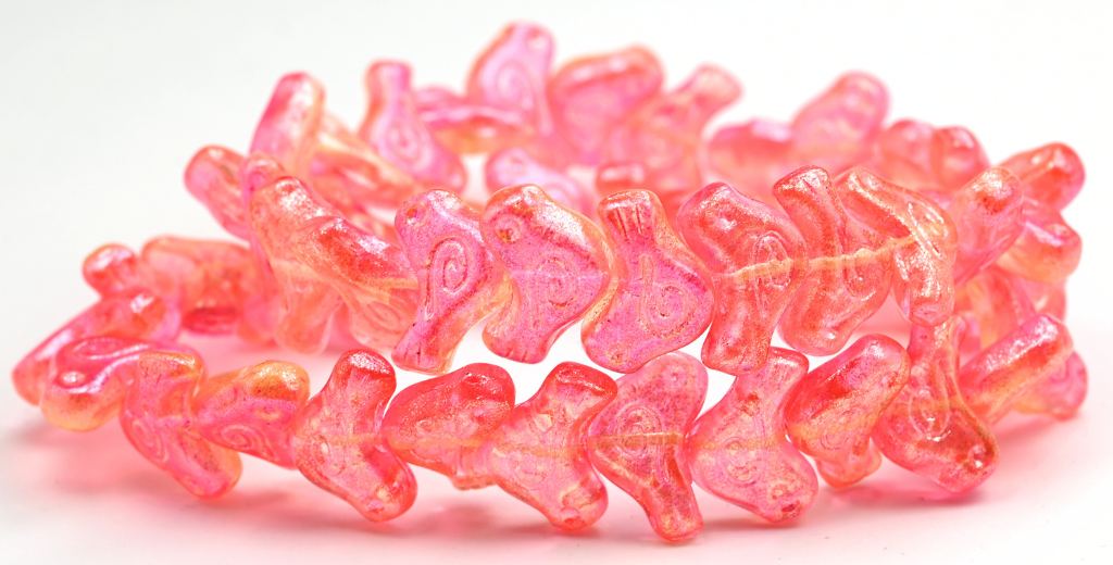 Folklore Bird Pressed Beads, Crystal 541024 (1612-00030-541024), Glass, Czech Republic ~ STRANDED