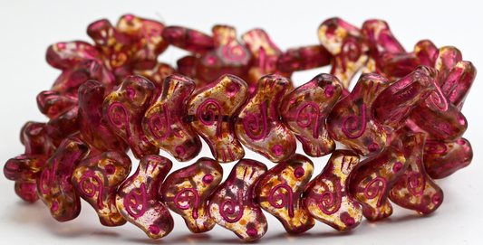 Folklore Bird Pressed Beads, Crystal Travertin 54570 (1612-00030-86-54570), Glass, Czech Republic ~ STRANDED