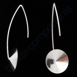 Afro Earring hook with rivoli bowl 1122, approx. 40 mm, Sterling Silver 925