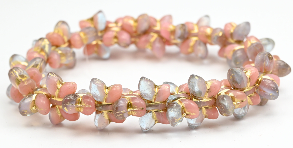 Simple Butterfly Pressed Glass Beads, Transparent Light Amethyst Gold Lined (2012-2021071010-54202), Glass, Czech Republic ~ STRANDED