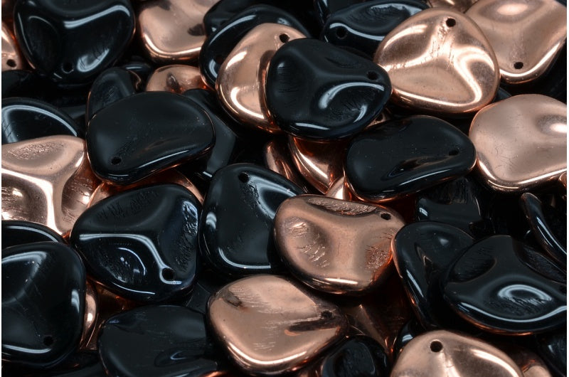 Rose Petal Beads, Black Rose Gold Capri (23980-27101), Glass, Czech Republic