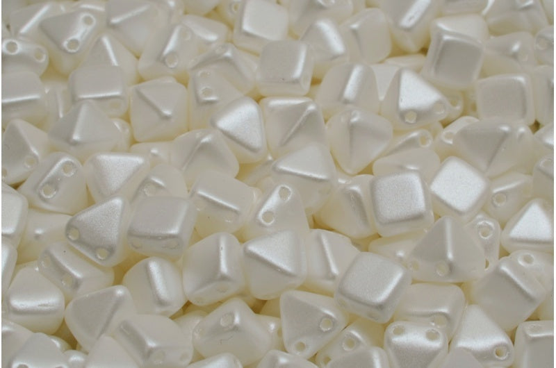 Pyramid Stud Beads, White Pearl White (02010-25001), Glass, Czech Republic