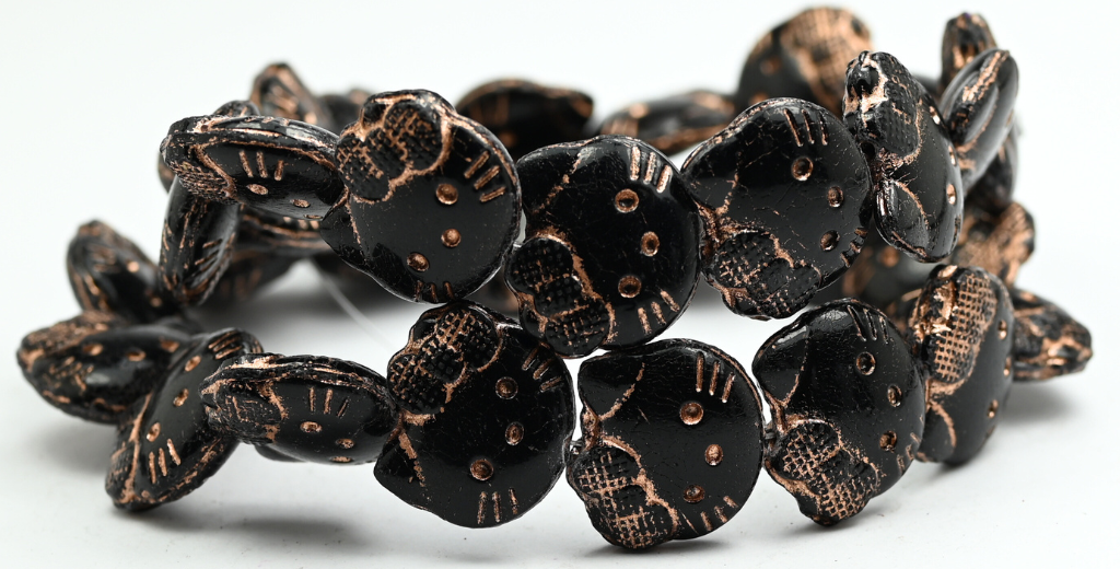 Hello Kitty Beads, Black Copper Lined (1918-23980-54200), Glass, Czech Republic ~ STRANDED
