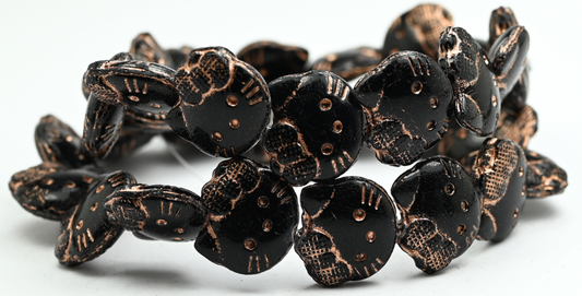 Hello Kitty Beads, Black Copper Lined (1918-23980-54200), Glass, Czech Republic ~ STRANDED